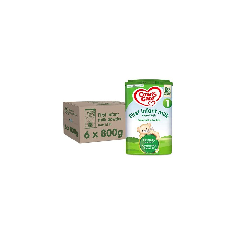 New Cow & Gate 1 First Infant Baby Milk Powder Formula, From Birth, 800G (Pack Of 6)