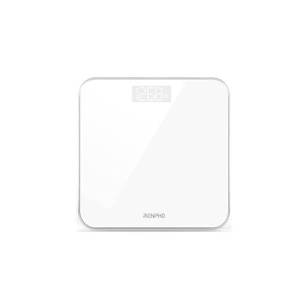 RENPHO Digital Bathroom Scales Weighing Scale with High Precision Sensors Body Weight Scale (Stone/lb/kg) - White, Core 1S