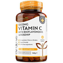 Vitamin C 1000mg â 180 Premium Vegan & Vegetarian Tablets â 6 Month Supply â High Strength Ascorbic Acid â with Added Bioflavonoids