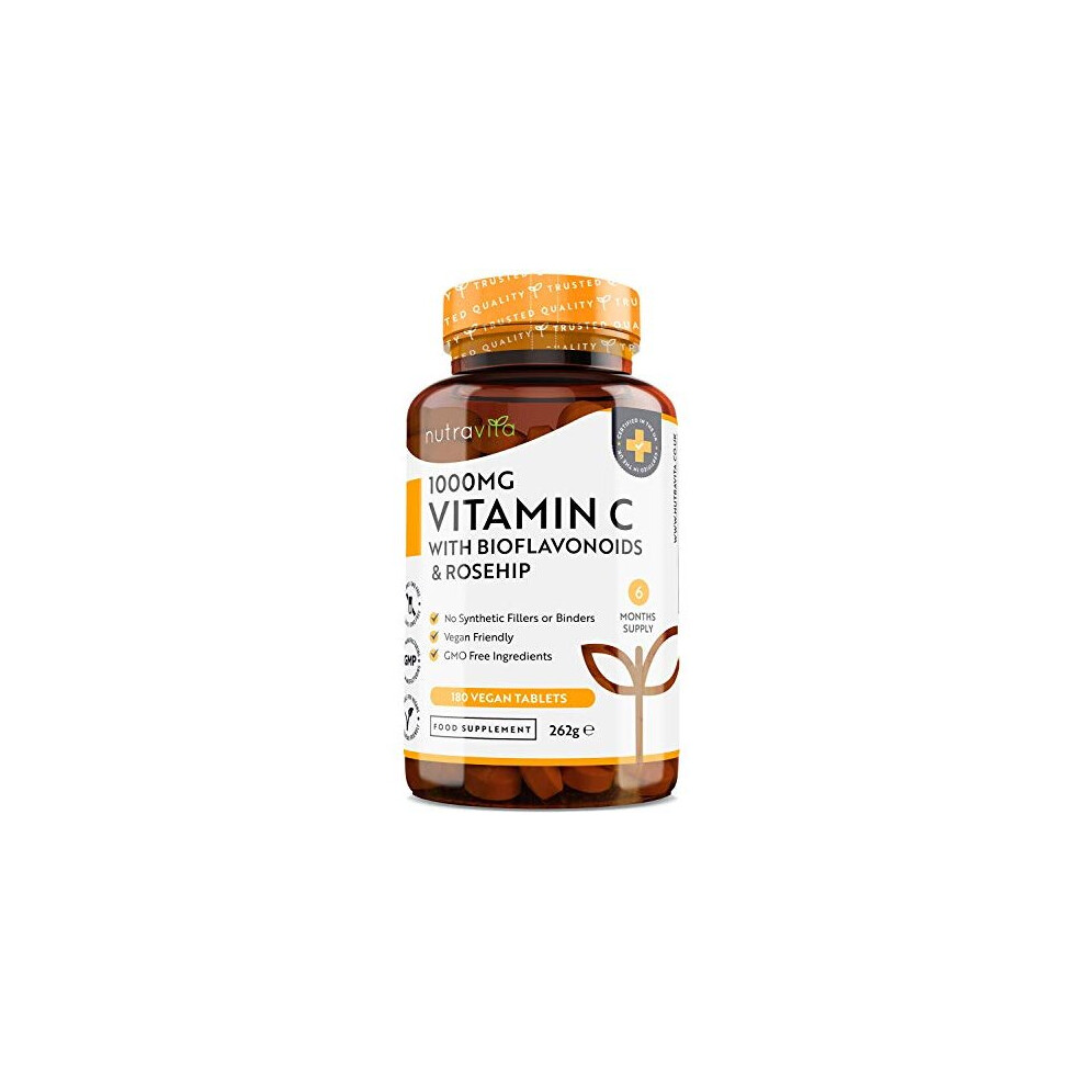 Nutravita White Vitamin C 1000Mg With Bioflavonoids & Rosehip 180 Vegan Tablets In - Image 5