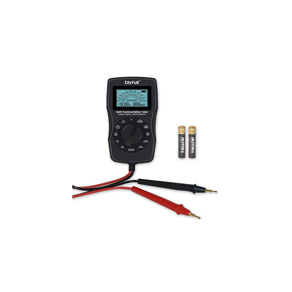 Dlyfull Universal Battery Tester with LCD Display, Small Digital Battery Voltage Resistance Checker for Ni-MH, Ni-CD, Li-ion, Alk & LiFe04 B