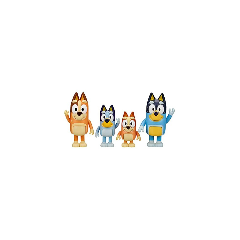 Bluey and Family: Bingo, Bandit and Chilli 4 Figure pack Articulated Character Action Figures 2.5 inches Official Collectable Toy