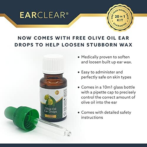 Ear Wax Remover, 20in1 Ear Cleaner Kit with Olive Oil Ear Drops for Blocked Ears, Easy Safe