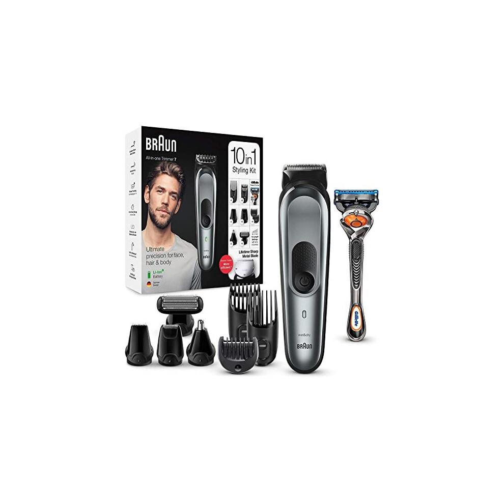 Braun All-in-one Trimmer 7 MGK7221, 10-in-1 Beard Trimmer for Men, Hair Clipper, For Face, Hair, Body, Ear, Nose, With AutoSense Technology,