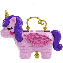 Polly Pocket Unicorn Party Large Compact Playset with Micro Polly & Lila Dolls 25+ Surprises to Discover & Fun Princess Party Play Areas Bou