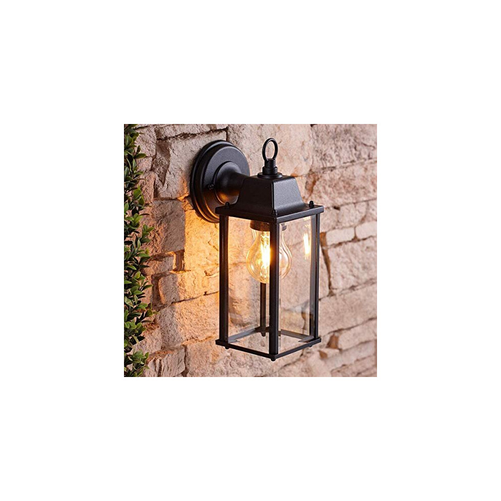 CGC Black Bevelled Glass Coach Lantern Wall Light Porch Indoor Outdoor Garden Decorative Lamp Fixture IP23