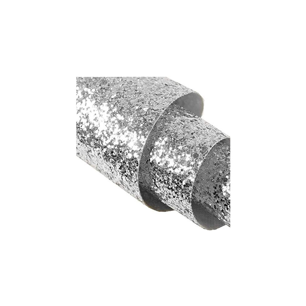 Dhhouse Silver Chunky Glitter Wallpaper, Peel And Stick Glitter Wallpaper For Walls 729257853091