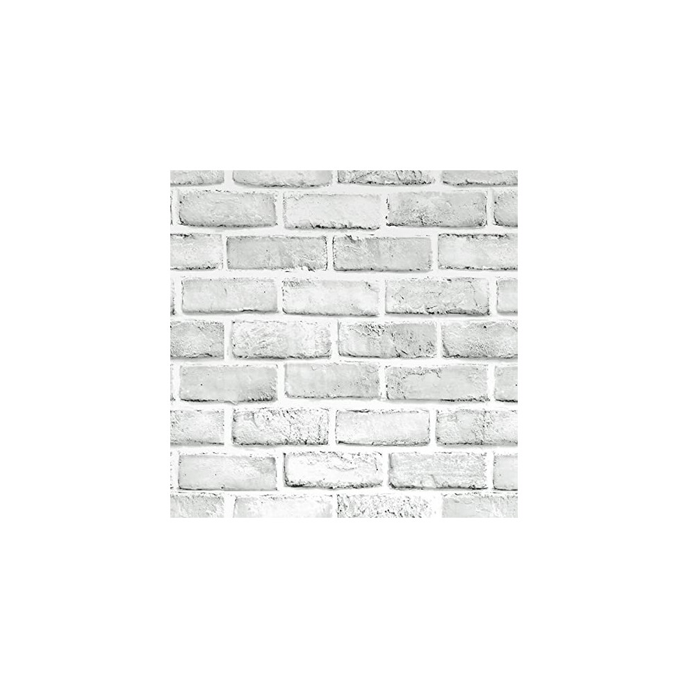 Ohmywor Brick Wallpaper Self Adhesive Wallpaper Brick Effect Peel and Stick White Grey Brick Effect Wallpaper Sticky Back Plastic for Bathro