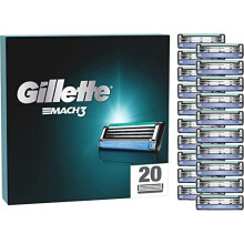 Gillette Mach3 Razor Blades Men, Pack of 20 Razor Blade Refills, Stronger Than Steel Blades (Packaging May Vary)