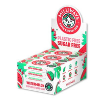 Milliways Watermelon Super Natural Gum - Sugar-free Chewing Gum | 12 Packs of 10 Pieces (120 Pieces Total) | Xylitol, Plastic-Free, Plant-Ba