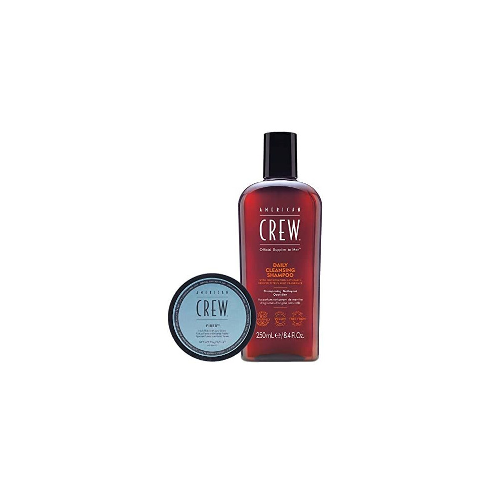American Crew Regimen Fiber Duo, Hair Gifts For Men With Daily Cleansing Shampoo & Fiber High Hold to Thickening & Texturise (2 x Full Size)