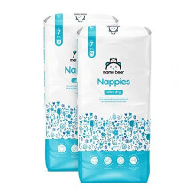Mama Bear Ultra Dry Nappies Size 7 (17+ kg) - 112 Nappies (2 x 56), Absorbing Air Channels, Extra Embossed Top Layer & Double Elastic Barriers
