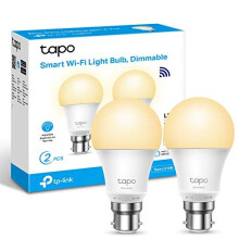 TP-Link Tapo Smart Bulb, Smart Wi-Fi LED Light, B22, 8.7W, Energy saving, Works with Amazon Alexa and Google Home, Dimmable Soft Warm White,