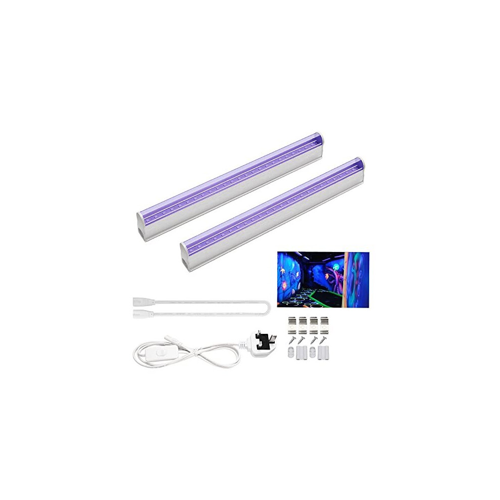 2pcs UV LED Black Light Bar, 6W UV Portable Blacklight for UV Poster, UV Art, Bedroom, Ultraviolet Light for Halloween and Blacklight Partie