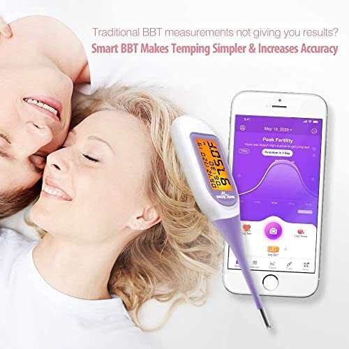Easy@Home Smart Basal Thermometer, Large Screen and Backlit, Period Tracker with Premom (Purple) 2