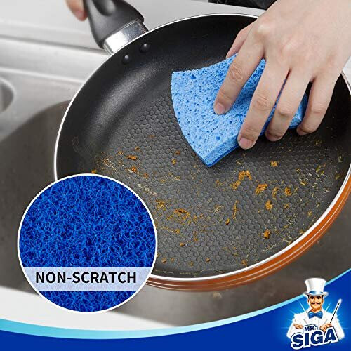 MRSIGA Non-Scratch Cellulose Scrub Sponge Dual-sidet opvaskesvamp til k?kken 12 Pack 2