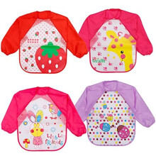 Baogaier Bibs with Sleeves Baby Waterproof Weaning Toddler Bib Long Sleeves Washable 4 PCS Plastic Eating Feeding Nursling Playing Painting