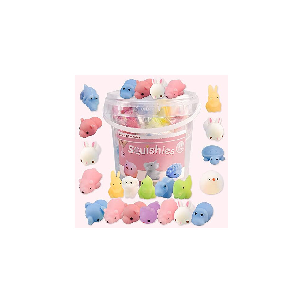 Mochi Squishy Toys - 24 Pcs Random Toy Animals - Mini Squishy Animal Toys Party Decoration Toys - Squishy Toys for Kids and Adults