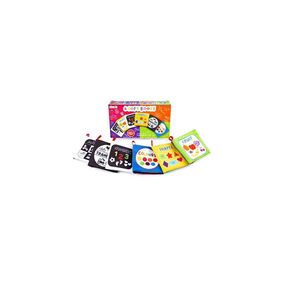 Soft Books for Babies - Baby Books 0-6 months - Set of 6 Soft Book Sensory Set - 3 Colour and 3 Black & White - Ideal Baby Gift