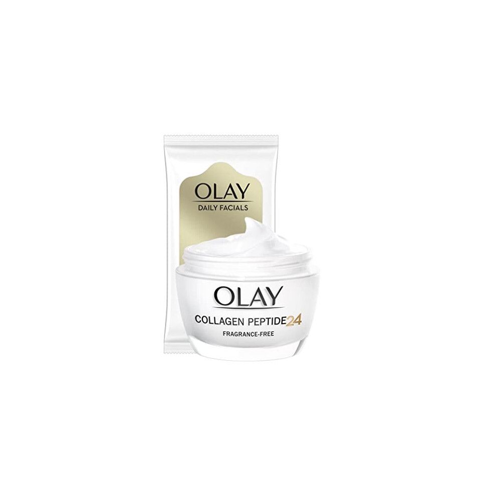 Olay Collagen Peptide 24 Day Face Cream 50ml + Daily Facials 5-in1 Dry Cloths Face Wipes 7cnt