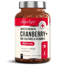 Cranberry Capsules 35,000mg High Strength - with Probiotics / Bio Cultures and Vitamin C - 150 Capsules - Advanced Cranberry Extract Supplem