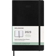 Moleskine Weekly Planner 2023, 12-Month Weekly Diary, Weekly Planner and Notebook, Soft Cover, Large Size 13 x 21 cm, Colour Black