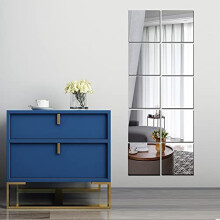 Full Length Wall Mirrors, Full Body 10pcs Acrylic Plexiglass Mirror Wall-Mounted Frameless Mirror Over the Door Large Long Mirror Home Worko