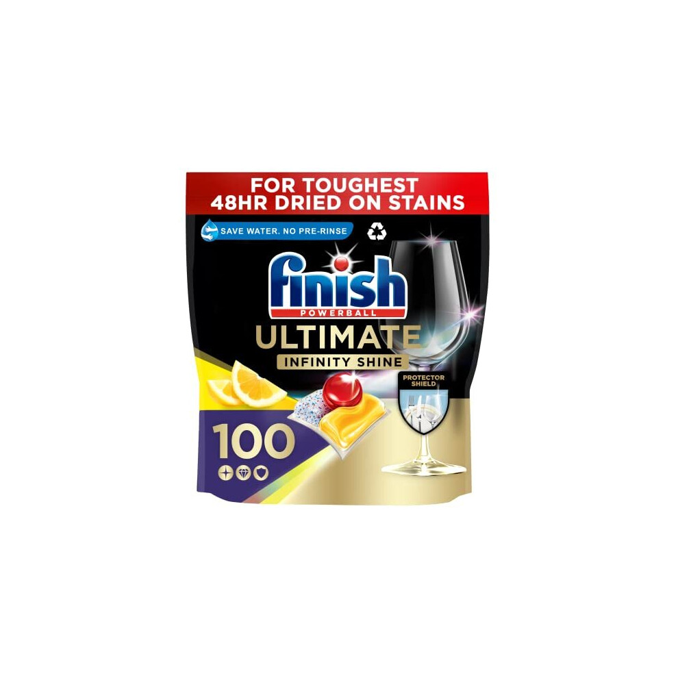 Finish Ultimate Infinity Shine Dishwasher Tablets Bulk, Scent : Lemon, Size : 100 Dishwasher tabs, For Ultimate Clean and Diamond Shine,pack