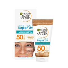 Garnier Ambre Solaire Anti-Age Face Protection Cream SPF50, 50ml - Hydrating, Reduces Wrinkles Up to 22%, Dermatologically Tested