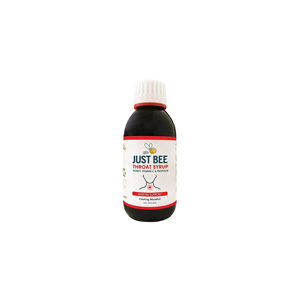 Just Bee 100% Natural Propolis, Vitamin C and Honey Syrup for Immune Support (150ml Glass Bottle)