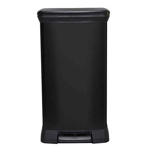 Curver Curver Metal Effect Kitchen One Touch Deco Bin, Black, 50 Litre