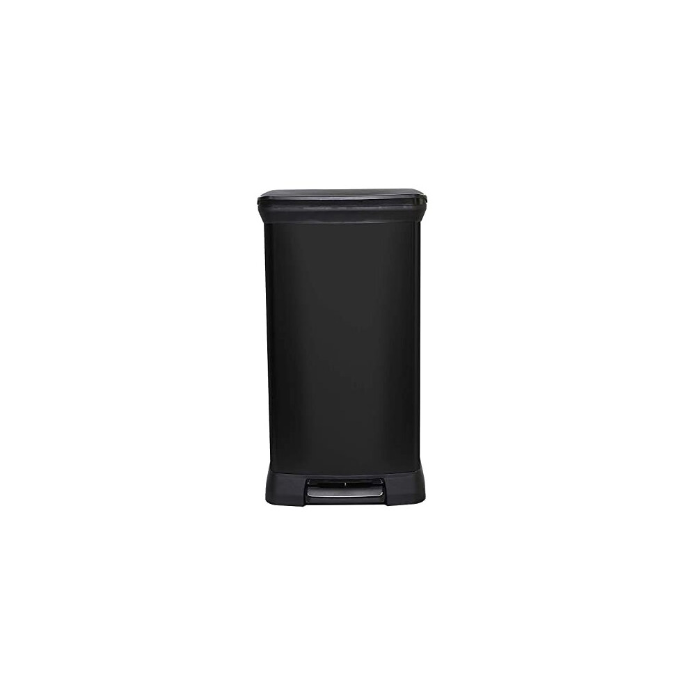 Curver Metal Effect Kitchen One Touch Deco Bin, Black, 50 Litre