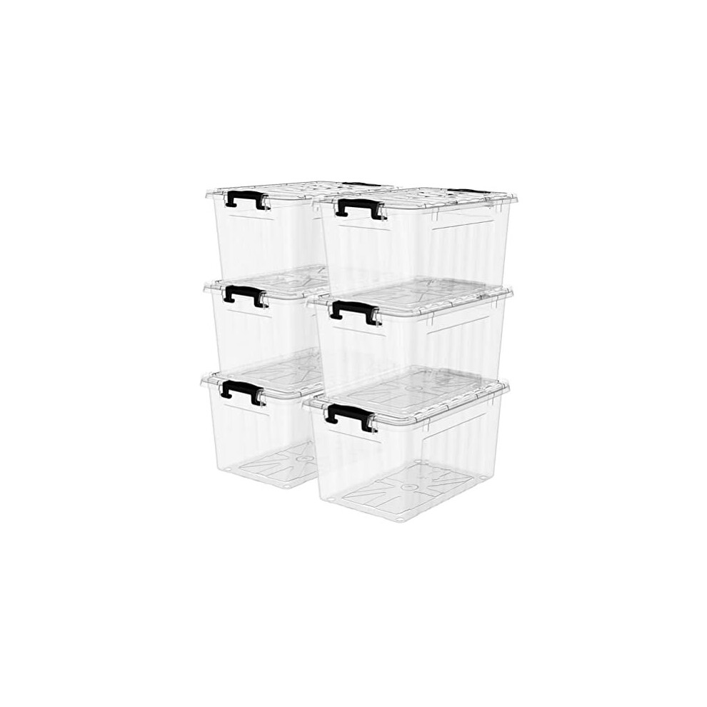 Cetomo 15L*6 Storage Box Storage Bin With Wheels Storage Container With Click Closure And Lid Stackable Transparent Organizer - Image 2