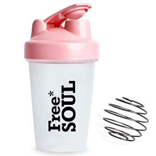Free Soul Protein Shaker Bottle 400ml with Mixball | Pink | BPA Free | Mini Water Bottle for Protein Shakes | Small & Easy to Grip & Tempera