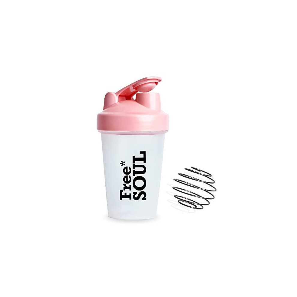 Free Soul Pink Protein Shaker Bottle 400Ml With Mixball | | Bpa Free | Mini Water Bottle For Protein Shakes | Small & Easy To Grip & Tempera