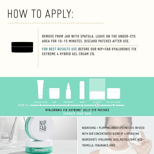Nip+Fab Nip + Fab Hyaluronic Acid Under Eye Patches Mask Anti-Aging Hydrating for Fine Lines, Wrinkles, Puffy Eyes Patch for Bags, Puffiness 1