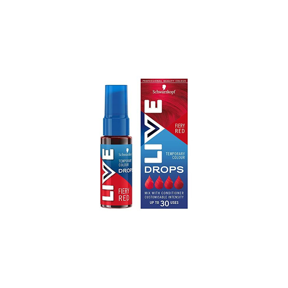 Schwarzkopf LIVE Colour Drops, Vegan, Semi-permanent, Red Hair Dye, Lasts 2 to 12 Washes, Fiery Red 30 ml