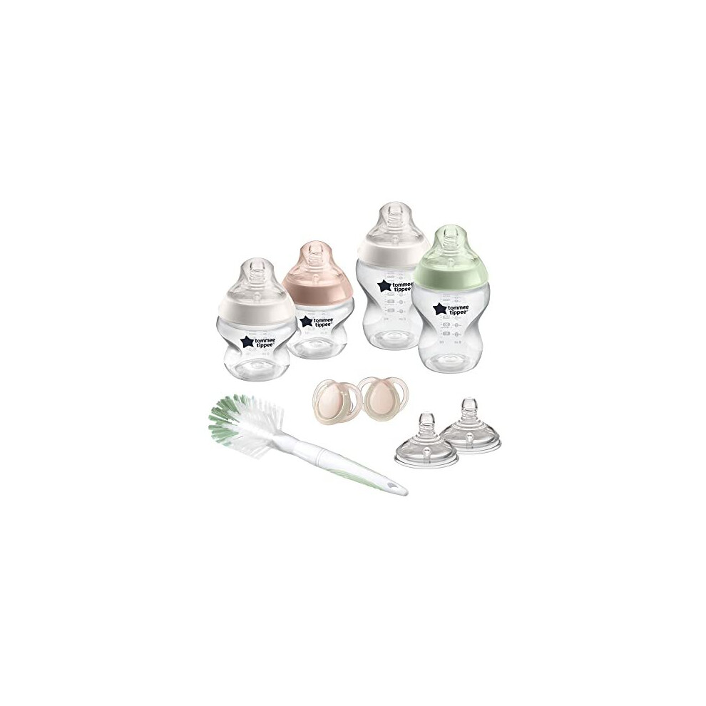 Tommee Tippee Closer to Nature Newborn Baby Bottle Starter Kit, Breast-Like Teats with Anti-Colic Valve, Mixed Sizes and Colours