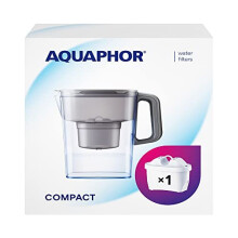 AQUAPHOR Compact Fridge Water Filter Jug, Includes 1 Maxfor+ Filter Cartridge to Reduce Lime, Chlorine & Heavy Metals, Plastic, Volume 2.4 L
