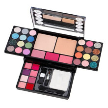 ZMILE Diamonds Vegan Makeup Set (Multicolored) - 24 Eyeshadows, 8 Lip Gloss, 3 Blushers, 2 Face Powders in Diamond Travel Case with Mirror