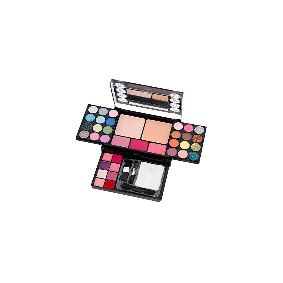 Zmile Cosmetics Zmile Diamonds Vegan Makeup Set (Multicolored) - 24 Eyeshadows, 8 Lip Gloss, 3 Blushers, 2 Face Powders In Diamond Travel Case With Mirror