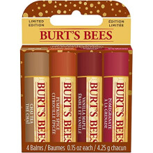 Burtâs Bees Lip Balm Gift Set, Chai Tea, Pumpkin Spice, Vanilla Maple, Pomegranate, Lip Balm Multipack, 4x4.25g