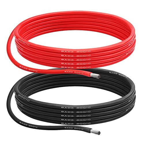 8 AWG Gauge Silicone Wire Electrical Cableï¼2.5m red &2.5m blackï¼ Soft