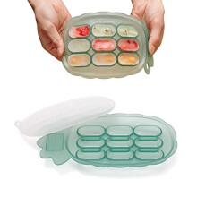 haakaa Baby Food Freezer Trays - Breastmilk Teething Popsicle Mold - Silicone Nibble Tray - Silicone ice Cube Tray with lid - Feeding Divide
