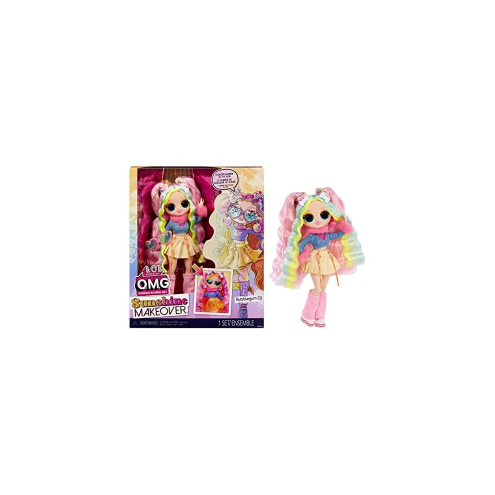 LOL Surprise OMG Sunshine Makeover Fashion Doll - BUBBLEGUM DJ - Includes UV Colour Change in the Sun, Multiple Surprises, and Fabulous Acce