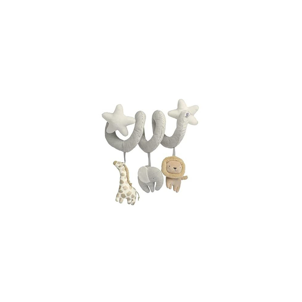 Mamas & Papas Baby/Toddler Soft Toy - Giraffe Elephant Lion Travel Spiral - Welcome To The World, Grey