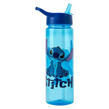 Stitch Water Bottle with Straw â Reusable Kids 600ml PP â Blue â Official Merchandise by Polar Gear â BPA Free & Recyclable Plastic
