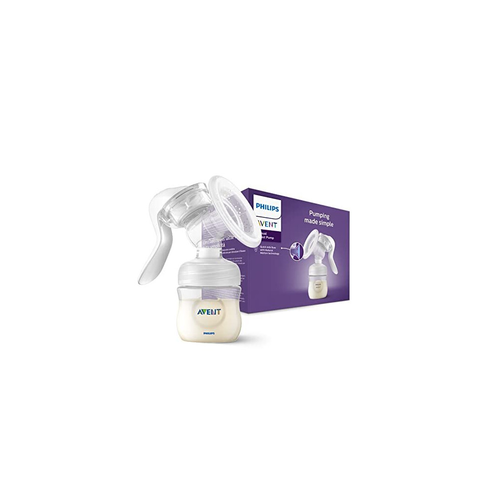 Philips Avent Manual Breast Pump - BPA Free Single Hand Breast Pump (Model SCF430/01), White, Transparent