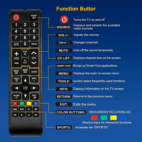 Universal Remote Control For Samsung Remote Control TV 3D LCD LED, Smart TV Remote Control For Samsung Tv Remote Control Replacement Compati 2