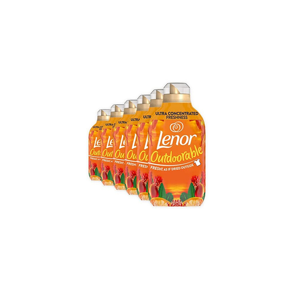 Lenor Outdoorable Fabric Conditioner 35 Washes, 490Ml, Tropical Sunset - Ultra Concentrated Freshness - 100 Percent Recycled Bottle X6